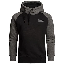 REPUBLIX Herren Basic Kapuzenpullover Sweatjacke Pullover Hoodie Sweatshirt (R-0049) Schwarz/Anthrazit