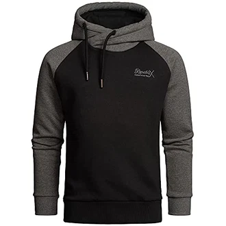 REPUBLIX Herren Basic Kapuzenpullover Sweatjacke Pullover Hoodie Sweatshirt (R-0049) Schwarz/Anthrazit