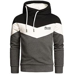 REPUBLIX Herren Basic Kapuzenpullover Sweatjacke Pullover Hoodie Sweatshirt R-0050 Schwarz/Weiß/Anthrazit M