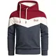 REPUBLIX Herren Basic Kapuzenpullover Sweatjacke Pullover Hoodie Sweatshirt R-0050 Bordeaux/Weiß/Blau L