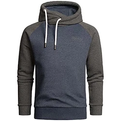 REPUBLIX Herren Basic Kapuzenpullover Sweatjacke Pullover Hoodie Sweatshirt (R-0049) Blau/Anthrazit