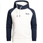 REPUBLIX Herren Basic Kapuzenpullover Sweatjacke Pullover Hoodie Sweatshirt (R-0049) Weiß/Navyblau (R-0049)