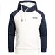 REPUBLIX Herren Basic Kapuzenpullover Sweatjacke Pullover Hoodie Sweatshirt R-0049 Weiß/Navyblau M