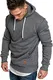 REPUBLIX Herren Basic Kapuzenpullover Sweatjacke Pullover Hoodie Sweatshirt R-0051 Dunkelgrau M