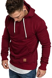 Herren Basic Kapuzenpullover Sweatjacke Pullover Hoodie Sweatshirt R-0051 Bordeaux M