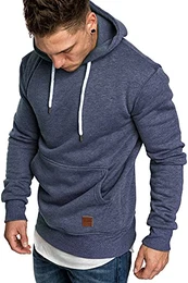 Herren Basic Kapuzenpullover Sweatjacke Pullover Hoodie Sweatshirt R-0051 Blau Melange M