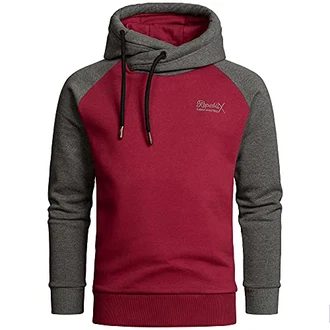 REPUBLIX Herren Basic Kapuzenpullover Sweatjacke Pullover Hoodie Sweatshirt (R-0049) Bordeaux/Anthrazit (R-0049)