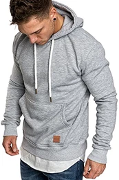 Herren Basic Kapuzenpullover Sweatjacke Pullover Hoodie Sweatshirt R-0051 Hellgrau M