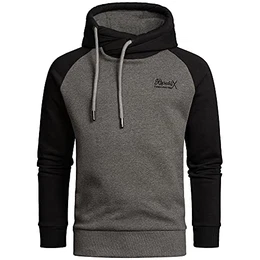 REPUBLIX Herren Basic Kapuzenpullover Sweatjacke Pullover Hoodie Sweatshirt R-0049 Anthrazit/Schwarz M