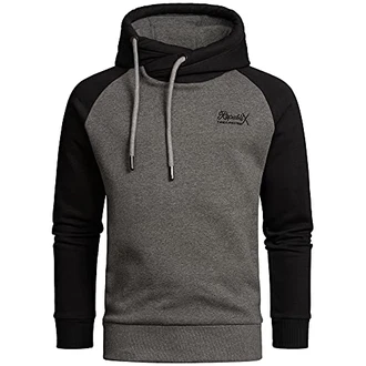REPUBLIX Herren Basic Kapuzenpullover Sweatjacke Pullover Hoodie Sweatshirt (R-0049) Anthrazit/Schwarz (R-0049)