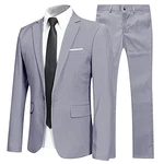 Allthemen Anzug Herren Anzüge Slim Fit 2 Teilig Business Herrenanzug Sakko Hose Hellgrau