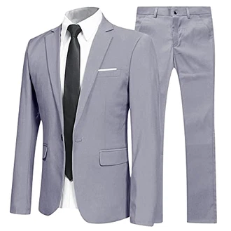 Allthemen Anzug Herren Anzüge Slim Fit 2 Teilig Business Herrenanzug Sakko Hose Hellgrau