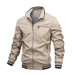 Herren Bomberjacke Stehkragen Fliegerjacke Reißverschluss Übergangsjacke Baumwolle Militär Jacke Windbreaker Herbst Frühling Blouson mit Taschen