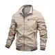 Skrsila Herren Bomberjacke Stehkragen Fliegerjacke Reißverschluss Übergangsjacke Baumwolle Militär Jacke Windbreaker Herbst Frühling Blouson mit Taschen