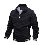 Skrsila Herren Bomberjacke Stehkragen Fliegerjacke Reißverschluss Übergangsjacke Schwarz/Dunkelblau
