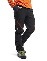 Hiball Pants für Herren, Strapazierfähige und Atmungsaktive Hose für alle Outdoor-Aktivitäten, Black/Orange, M