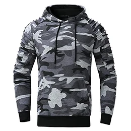 Herren Kapuzenpullover Kapuzenjacke Hoodie Slim Fit Camouflage Sweatshirt Langarm Patchwork Pullover-Shirt mit Kapuze Sportjacke Outdoorjacke