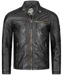 Rock Creek Herren Lederjacke Biker Jacke Echtleder (H-180) Schwarz