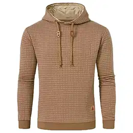 Herren Hoodie Kapuzenpullover Pullover Herren Karierter Jacquard Hooded Hoodie Khaki M