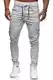 Cassiecy Cargohose Herren Slim Fit Casual Jogger Chino Cargo Hosen Stretch Jogginghose Sporthose Freizeithose mit 6 Taschen Herren Hose(Hellgrau,M)