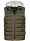 Indicode Herren Stockton Steppweste mit Abnehmbarer Jersey-Kapuze und 3 Taschen   Regular fit Herrenweste gefütterte Weste in Daunenjacken-Optik Markenweste für Männer Army M