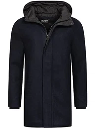Herren Marks Wintermantel mit Kapuze (Woll-Mix) Warmer Herrenmantel Langer Markenmantel Wollmantel (55% Wolle) Freizeitmantel Men''''s Coat Mantel für Männer Navy M