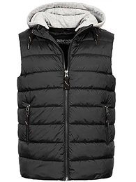 Herren Stockton Steppweste mit Abnehmbarer Jersey-Kapuze und 3 Taschen Regular fit Herrenweste gefütterte Weste in Daunenjacken-Optik Markenweste für Männer Black M