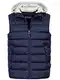 Indicode Herren Stockton Steppweste mit abnehmbarer Jersey-Kapuze   Herrenweste Weste Navy L