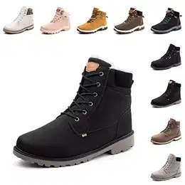 Winterstiefel Damen Winterschuhe Herren Warme Gefüttert Kurzschaft Stiefel Winter Geschnürt Thermo Wander Stiefeletten Schneestiefel Schwarz Größe 43 EU