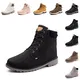 Winterstiefel Damen Winterschuhe Herren Warme Gefüttert Kurzschaft Stiefel Winter Geschnürt Thermo Wander Stiefeletten Schneestiefel Schwarz Größe 43 EU