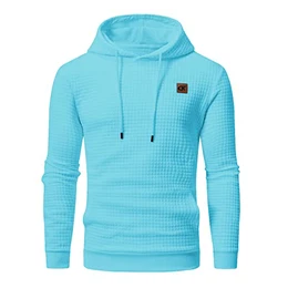 Pullover Herren Arbeitspullover Waffel-Stoff Fleece Hooded Sweat Sweatshirt Himmelblau M