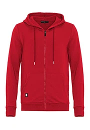 Herren Sweatjacke Kapuzenpullover Zip Hoodie mit Reißverschluss Premium Basic Rot M