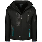 Geographical Norway Herren Softshell Funktions Outdoor Jacke im Bundle mit urbandreamz Beanie Schwarz/Blau