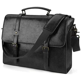 Umhängetaschen Herren Aktentasche Laptoptasche 15.6 Zoll Wasserdichte Messenger Bag Vintage Ledertasche Männer für Geschäft Arbeit Schule