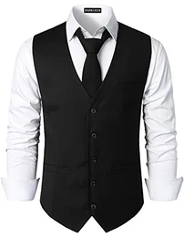 Herren Hipster Urban Design Business formelle Weste Slim Fit Anzug Smoking Kleid Weste, Schwarz , M