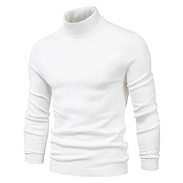 Winter Herren Pullover Rollkragenpullover - Lässige Einfarbige Langarmpullover, Plus Größe Schlanke Strickjacke Für Herren Bottoming Shirt Außenbekleidung Bekleidung,Weiß,Mittel
