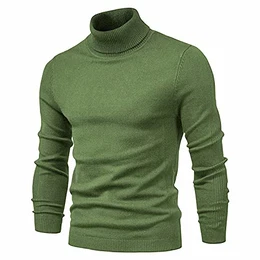 Winter Herren Pullover Rollkragen Pullover - Lässige Einfarbige Langarm Pullover, Plus Größe Schlanke Strickjacke Für Herren Bottoming Shirt Außenbekleidung Bekleidung,Grün,Mittelgroß