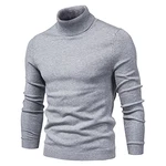 SHOUJIQQ Winter Herren Rollkragenpullover Grau