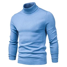 Winter Herren Pullover Rollkragen Pullover - Lässige Einfarbige Langarm Pullover, Plus Größe Schlanke Strickjacke Für Herren Bottoming Shirt Außenbekleidung Kleidung,Hell,Blau,Mittel
