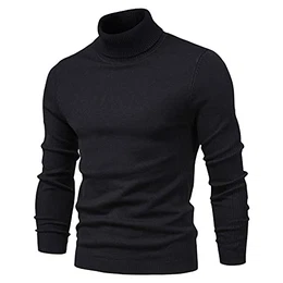 Winter Herren Pullover Rollkragen Pullover - Lässige Einfarbige Langarm Pullover, Plus Größe Schlanke Strickjacke Für Herren Bottoming Shirt Außenbekleidung Bekleidung,Schwarz,Mittel