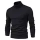 SHOUJIQQ Winter Herren Pullover Rollkragen Pullover - Lässige Einfarbige Langarm Pullover, Plus Größe Schlanke Strickjacke Für Herren Bottoming Shirt Außenbekleidung Bekleidung,Schwarz,Mittel