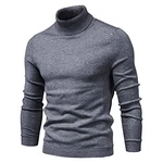 SHOUJIQQ Winter Herren Rollkragenpullover Dunkelgrau