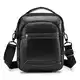 VINBAGGE Echtes Leder Klein Umhängetasche Herren Tasche Reisen Mini Schultertasche Handytasche Männer Mini Messenger Bag - Schwarz