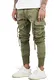 behype. Herren Cargo Hose Jogger Jeans-Hose mit Zipper-Tasche 80-1549 Khaki W32/L32