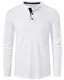 YAOHUOLE Herren Langarm Shirt Männer Basic Lässige T-Shirt Rundhals mit knöpfen Weiß M