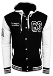 R-Neal College Jacke Herren Kapuzenpullver Collegejacke Sweatshirt College Sweater (76-1) Schwarz/Weiß (6876-1)