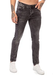 Jeans für Herren Hose Denim Casual Used Look Schwarz W32L32