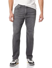 Herren Stretchjeans, Gerade Geschnitten, Verwaschenes Grau, 32W / 32L