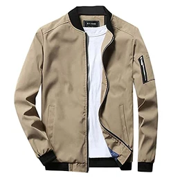 Leichte Bomberjacke Herren Einfarbige Bomberjacke Kurze, Langärmelige Herbstjacke Leichter Dünner Mantel Mit Reißverschluss Atmungsaktiv Windbreaker Übergangsjacke Jacke Freizeitjacke