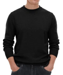 Pullover Herren Strickpullover Rundhals Pulli Männer, Bequem und Weich, Warmer Winter Pullover für Männer, Herren Basic Pullover mit Langen Ärmeln (Schwarz, M)